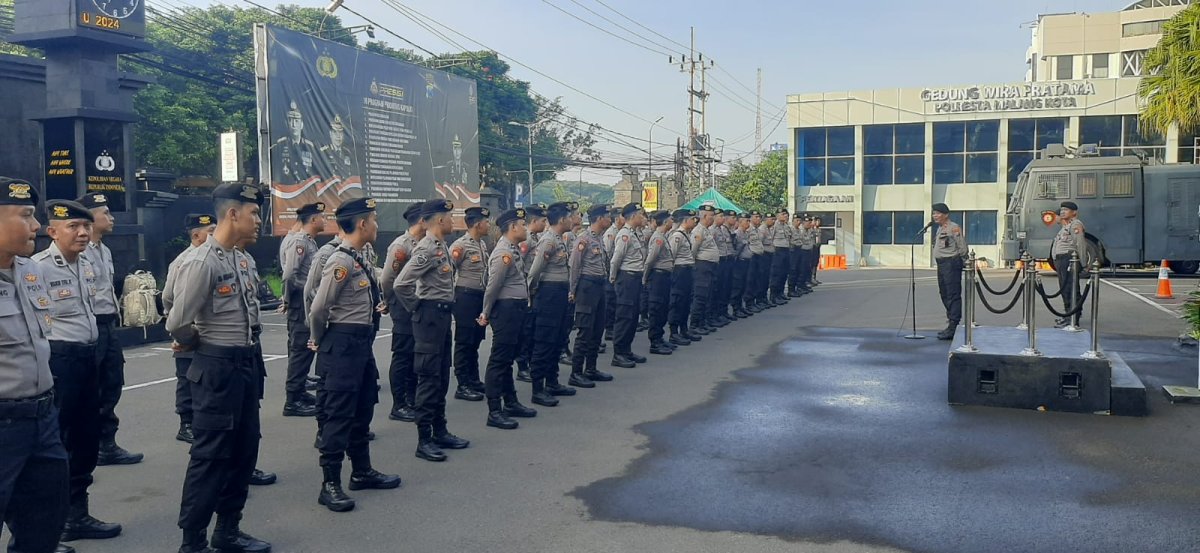 80 Personel Polresta Malang Kota, Perkuat Pengamanan Pilkades Serentak di Kabupaten Bangkalan