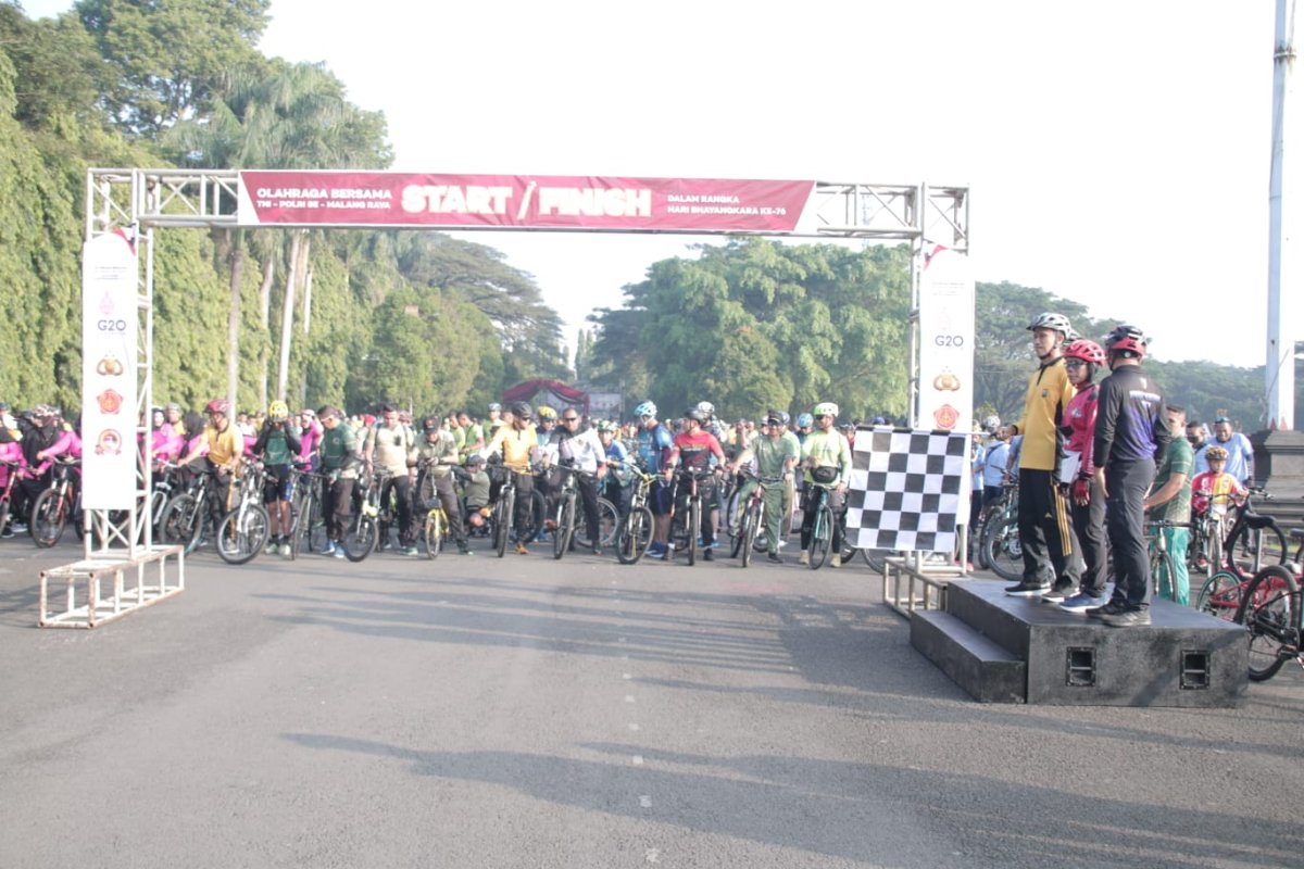 Peringati Hari Bhayangkara, TNI-Polri Se-Malang Raya Gelar Gowes Bersama