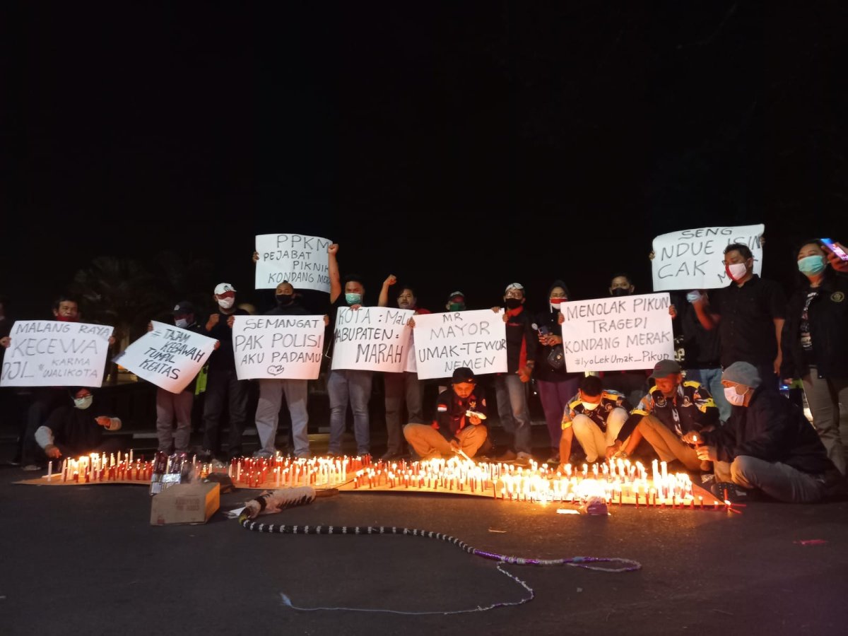 FRONTAL Malang Raya, Gelar Aksi Seribu Lilin Dukung Proses Hukum Kasus Gowes Wali Kota Malang
