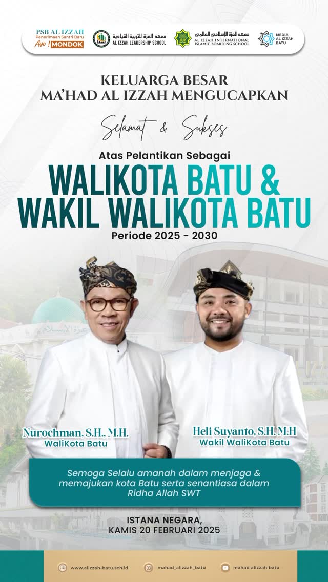 Iklan Ucapan Pelantikan Wali Kota Batu dan Wakil Wali Kota Batu