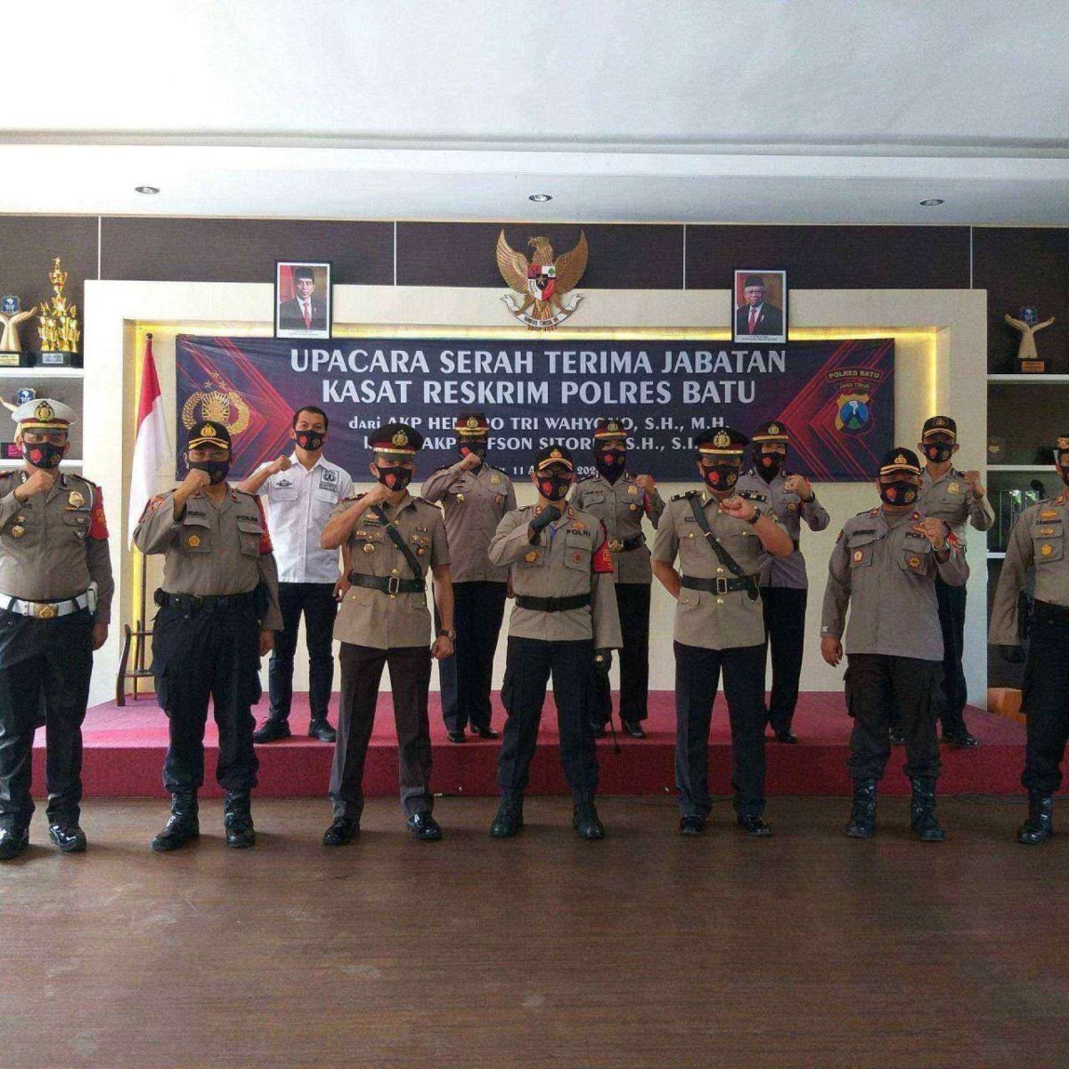 Terapkan Protokol Kesehatan, Kapolres Batu Pimpin Sertijab Kasat Reskrim