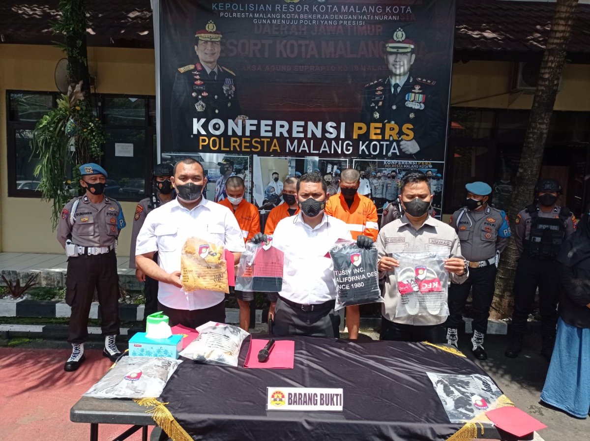 Gelar Konferensi Pers, Satreskrim Polresta Malang Kota Ungkap Kasus Pengeroyokan