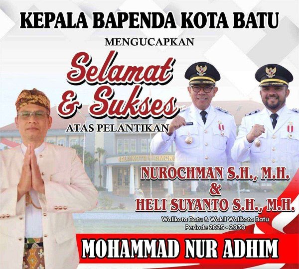 Iklan Ucapan Pelantikan Wali Kota Batu dan Wakil Wali Kota Batu