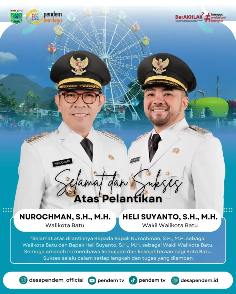 Iklan Ucapan Pelantikan Wali Kota Batu dan Wakil Wali Kota Batu
